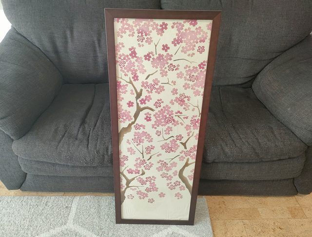 桜の手ぬぐいの額装